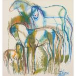 RUMEN DENEV SKORCHEV /1932-2015/ "Composition with horses"