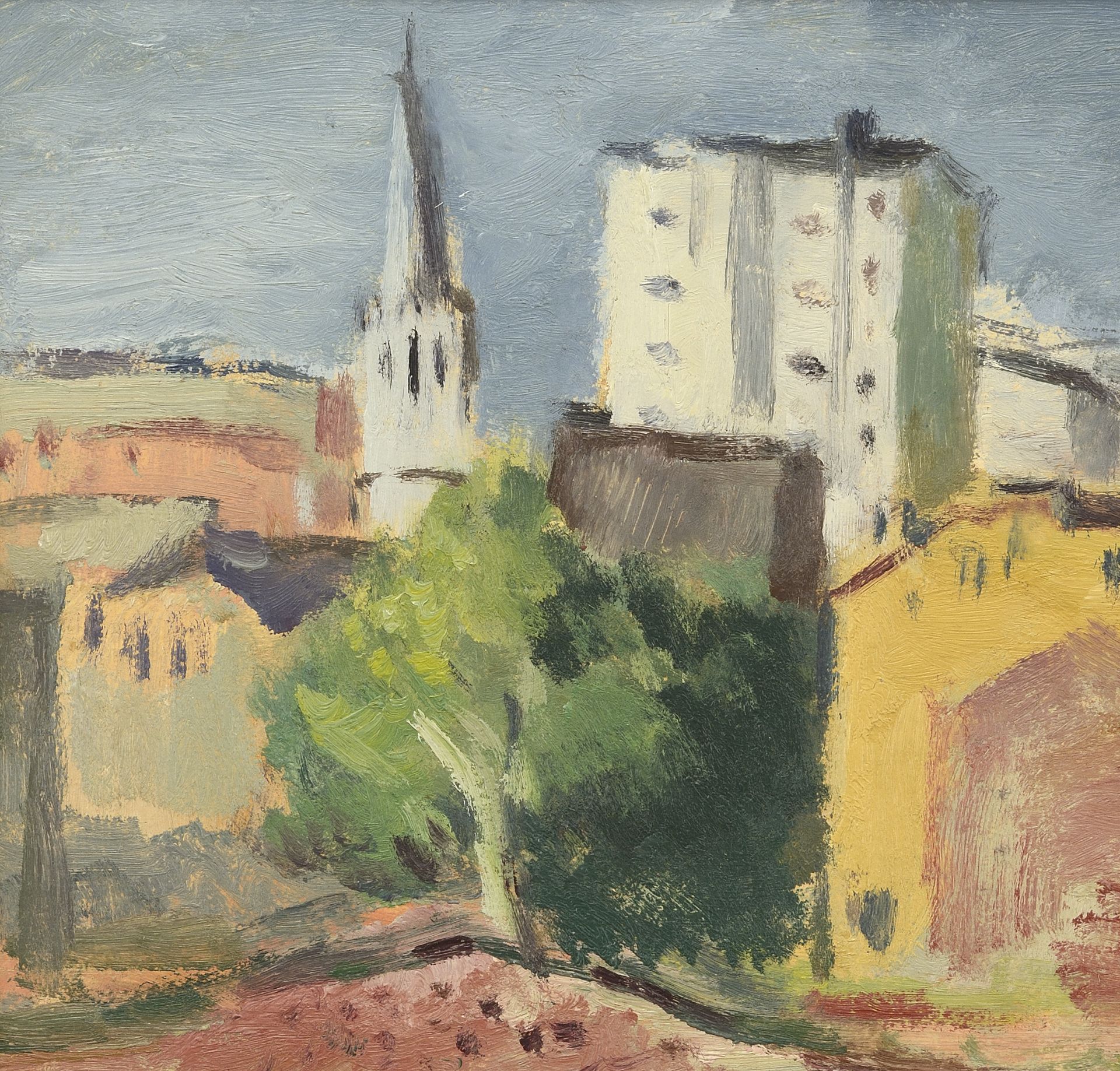 Vladimir Petrov Kavaldzhiev /1908-1988/ „Cityscape with bell tower I” - Image 3 of 3