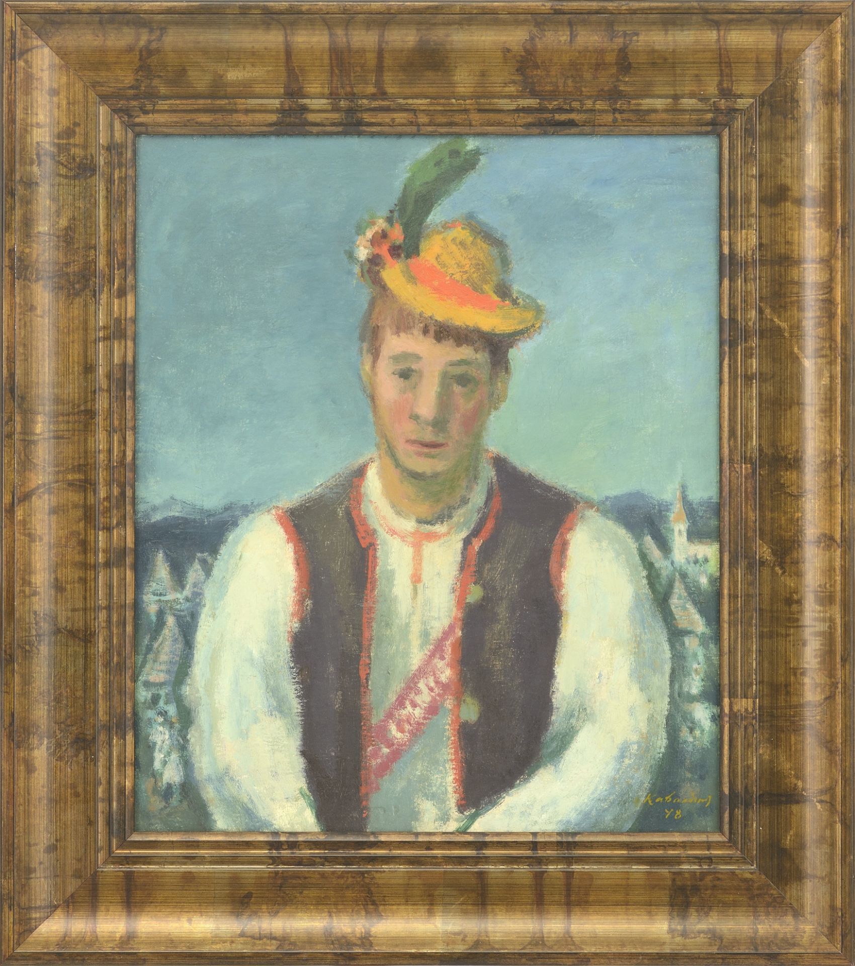 Vladimir Petrov Kavaldzhiev /1908-1988/ „Romanian with a hat with a feather” - Image 2 of 5