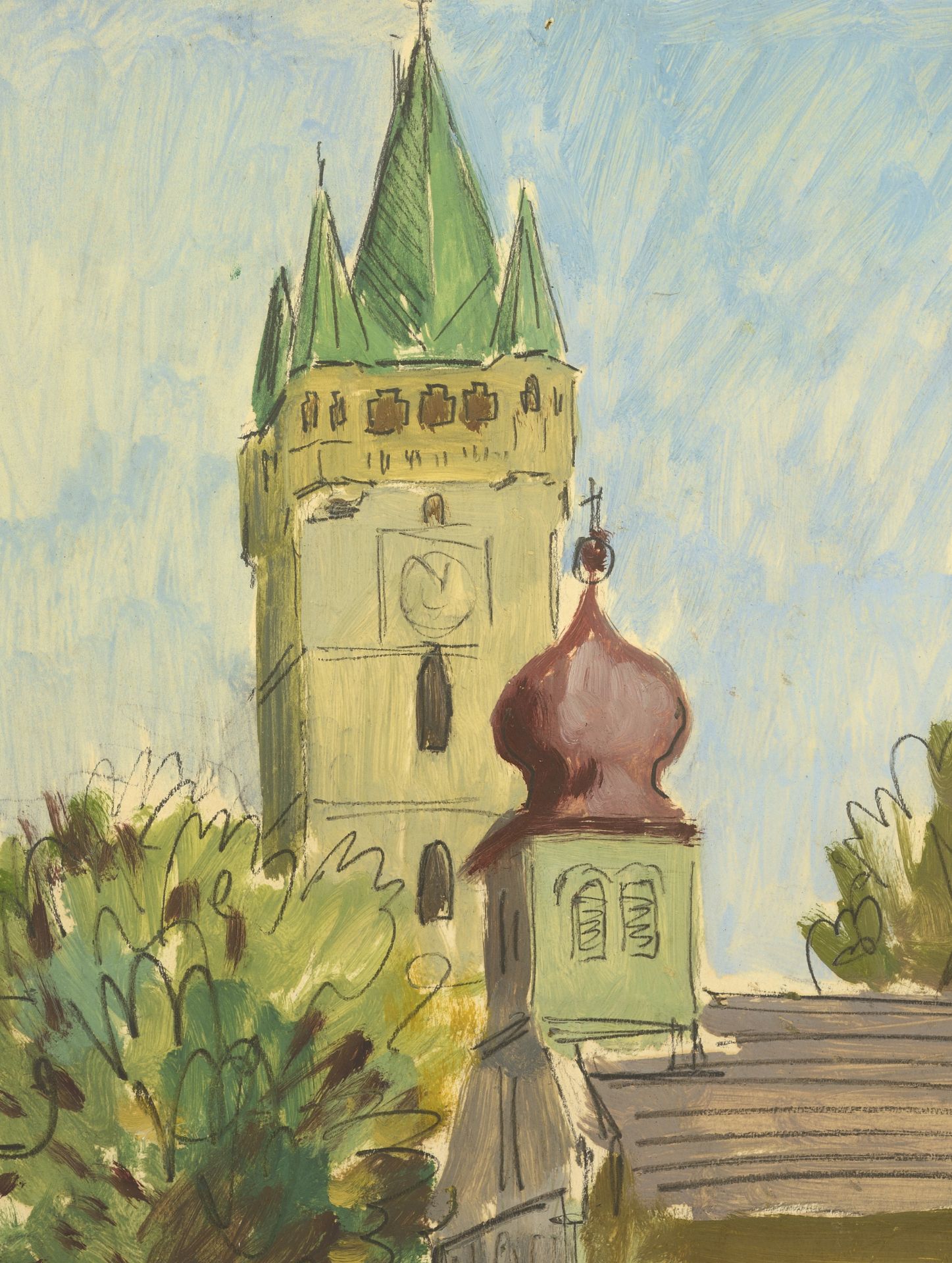 Vladimir Petrov Kavaldzhiev /1908-1988/ „View of the tower St. Stefan in Baia Mare” - Image 3 of 3