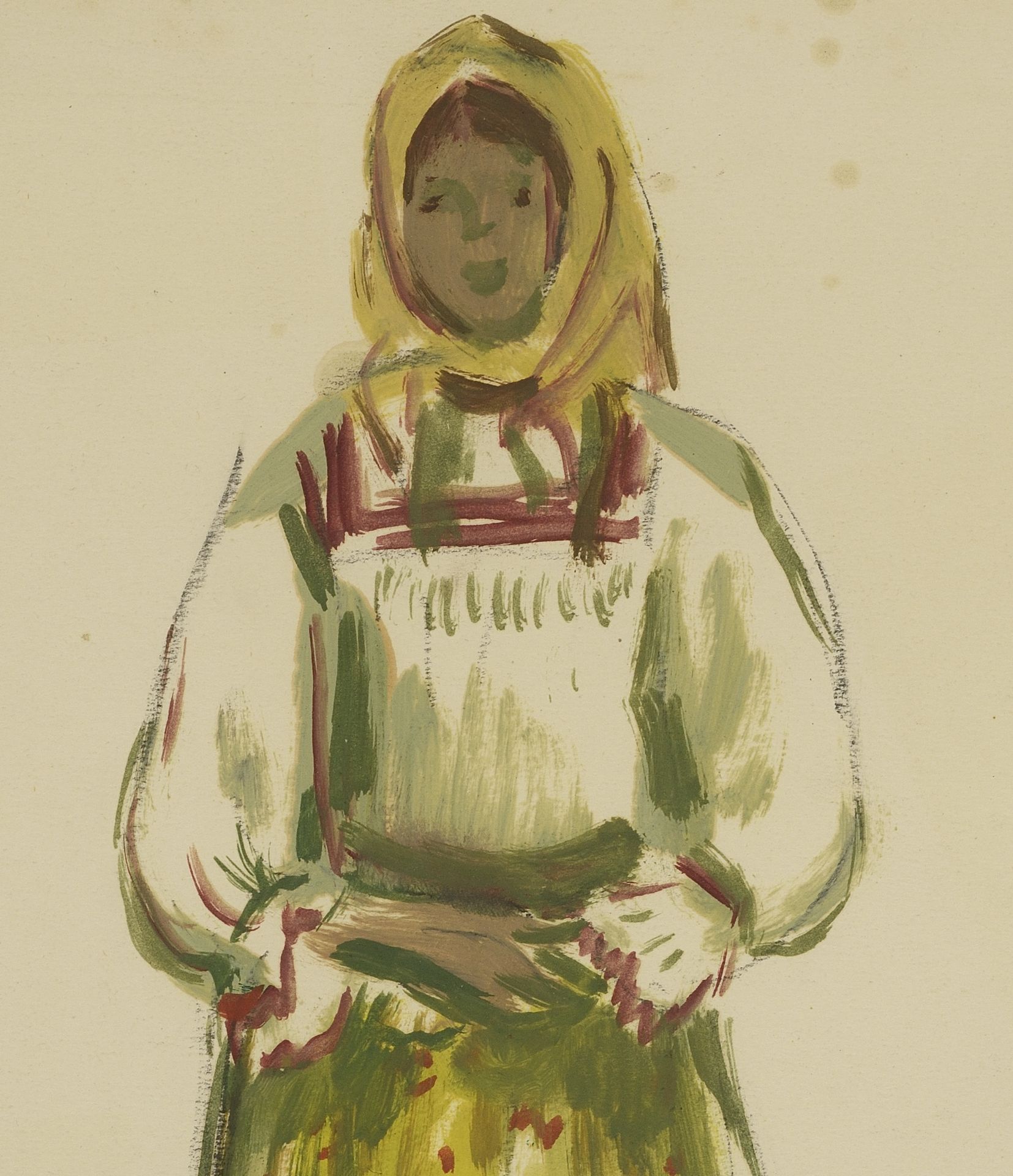 Vladimir Petrov Kavaldzhiev /1908-1988/ „A girl with a yellow headscarf” - Image 3 of 3