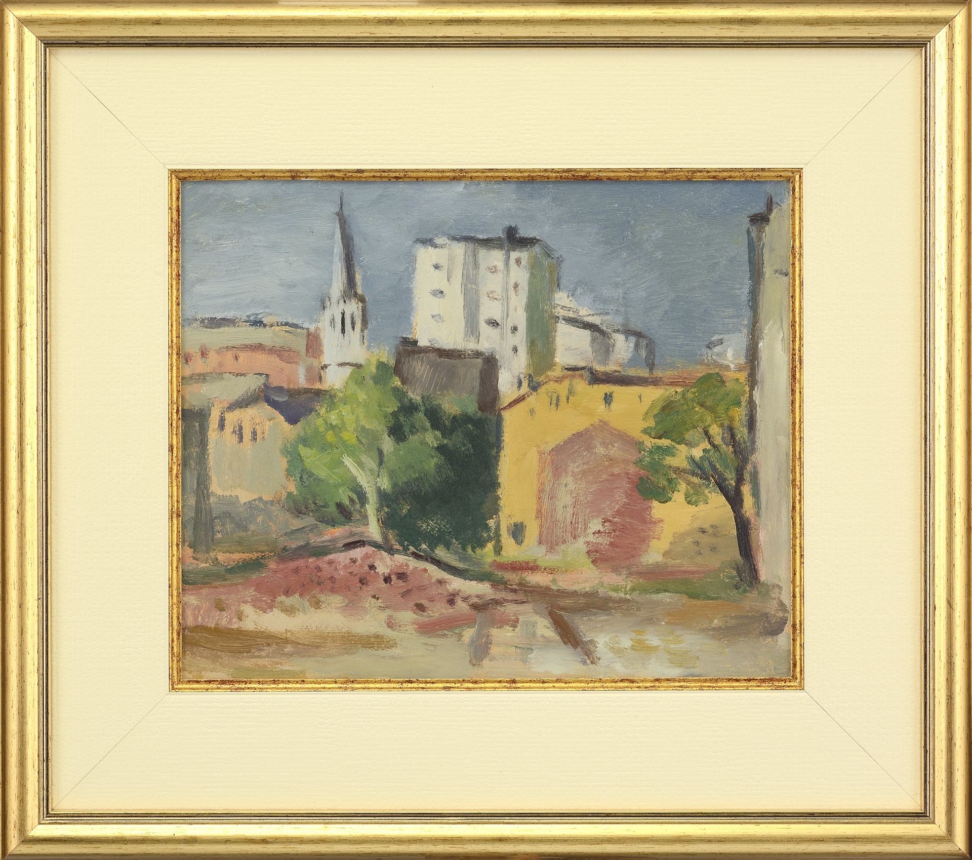 Vladimir Petrov Kavaldzhiev /1908-1988/ „Cityscape with bell tower I” - Image 2 of 3