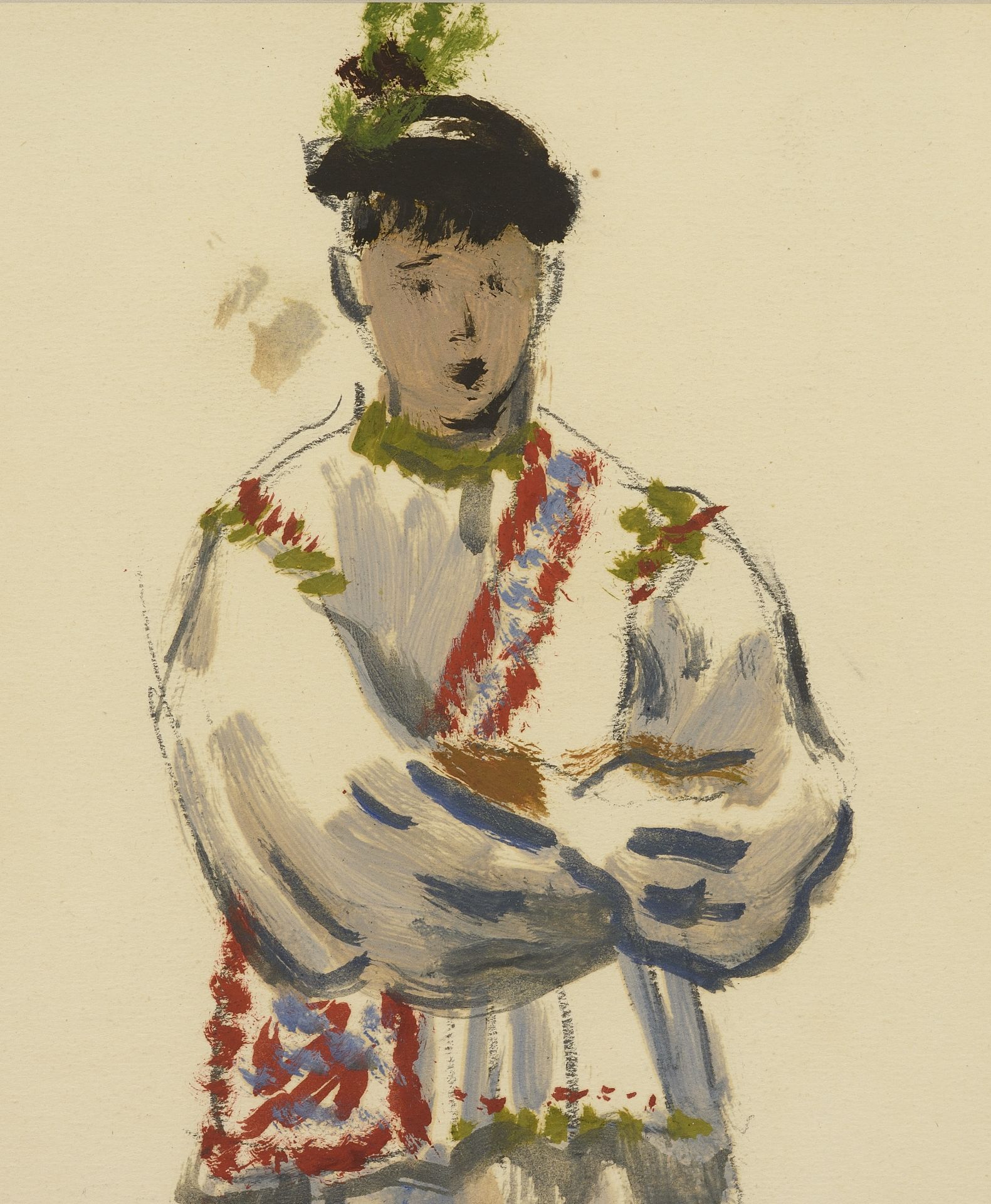 Vladimir Petrov Kavaldzhiev /1908-1988/ „A boy in festive clothes II” - Image 3 of 3