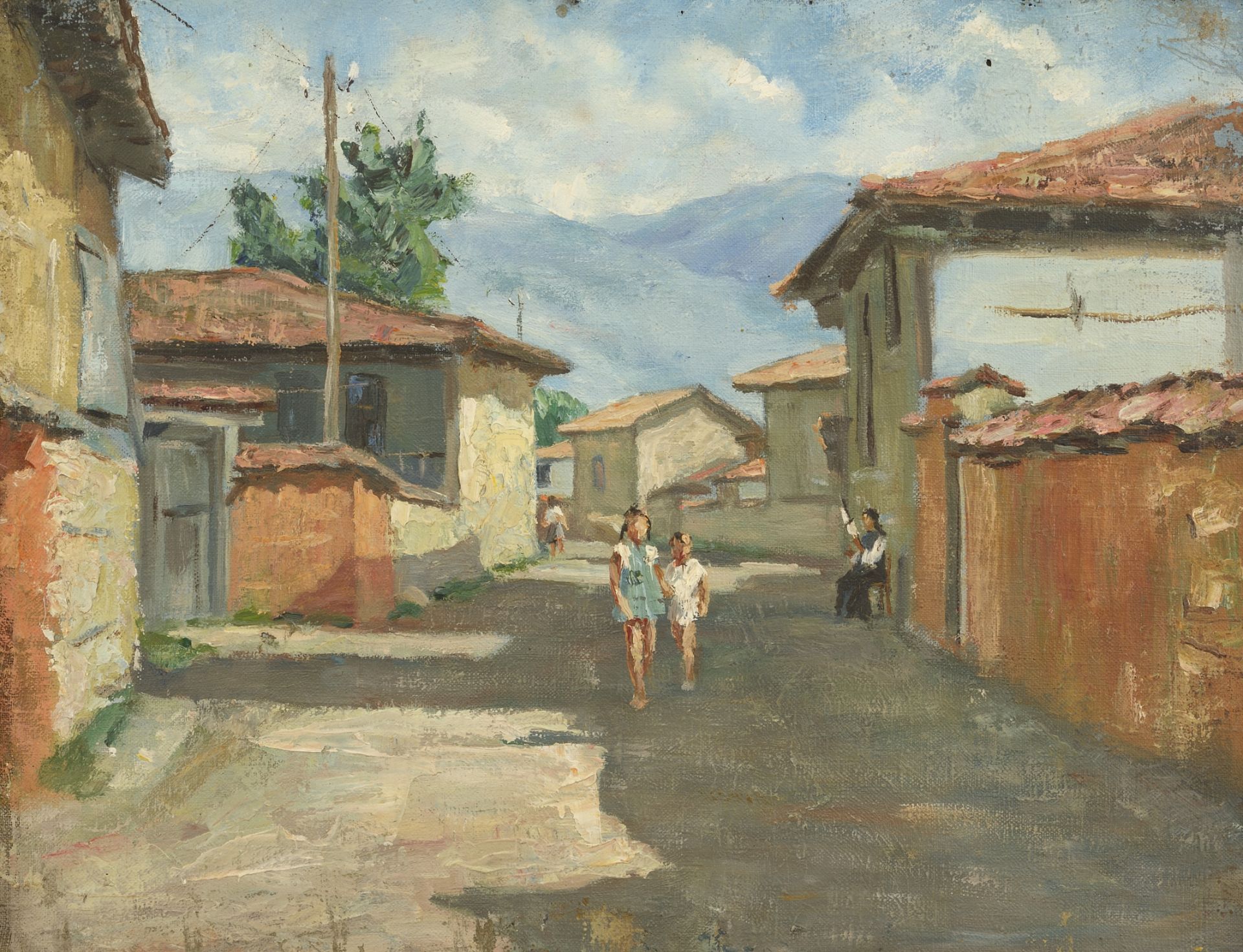 Hristo Ivanov Forev /1927-2005/  "Village Street - Kazanlushko"