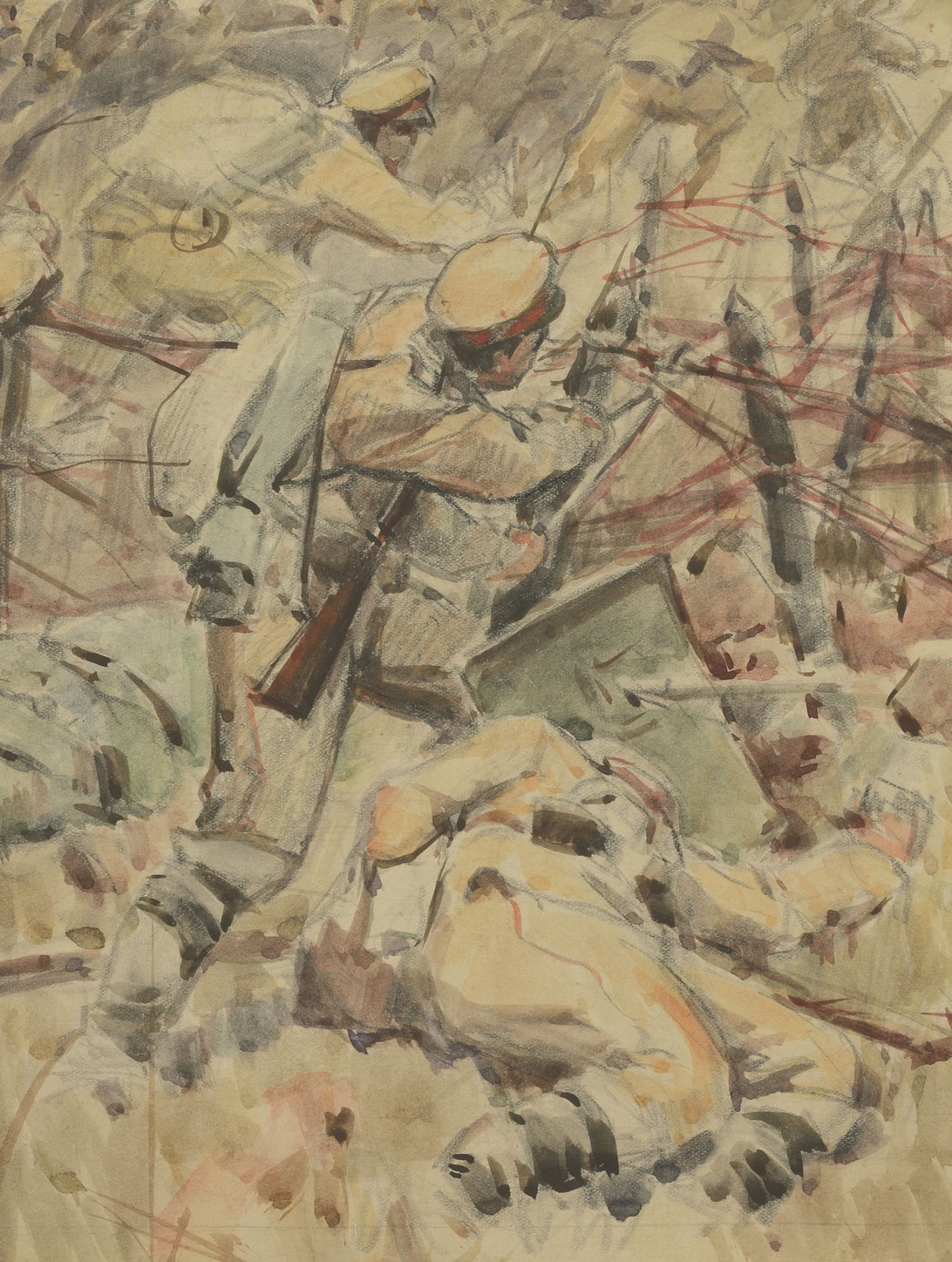 Dimitar Atanasov Gyuzhenov /1891-1979/  "Battle Scene" - Image 3 of 6