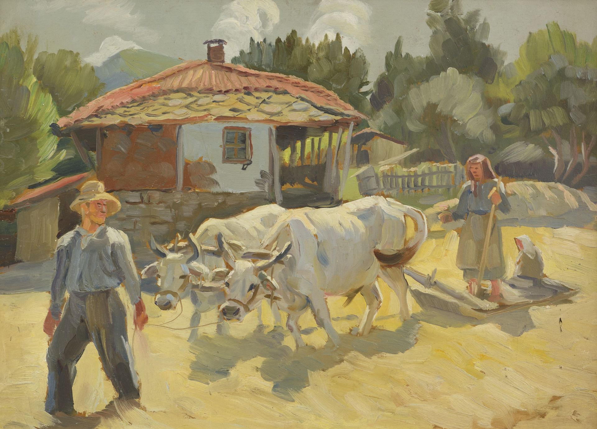 Ivan Petrov Ivanov /1909-1991/ "Thresh with the White Oxen"