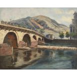 Denyo Marinov Chokanov /1901-1982/ "Bridge of Vardar - Skopje" d.1941