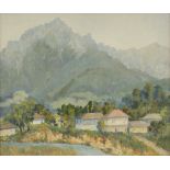 Doncho Savov Zankov /1893-1960/  "Mountain landscape with houses" d.1957