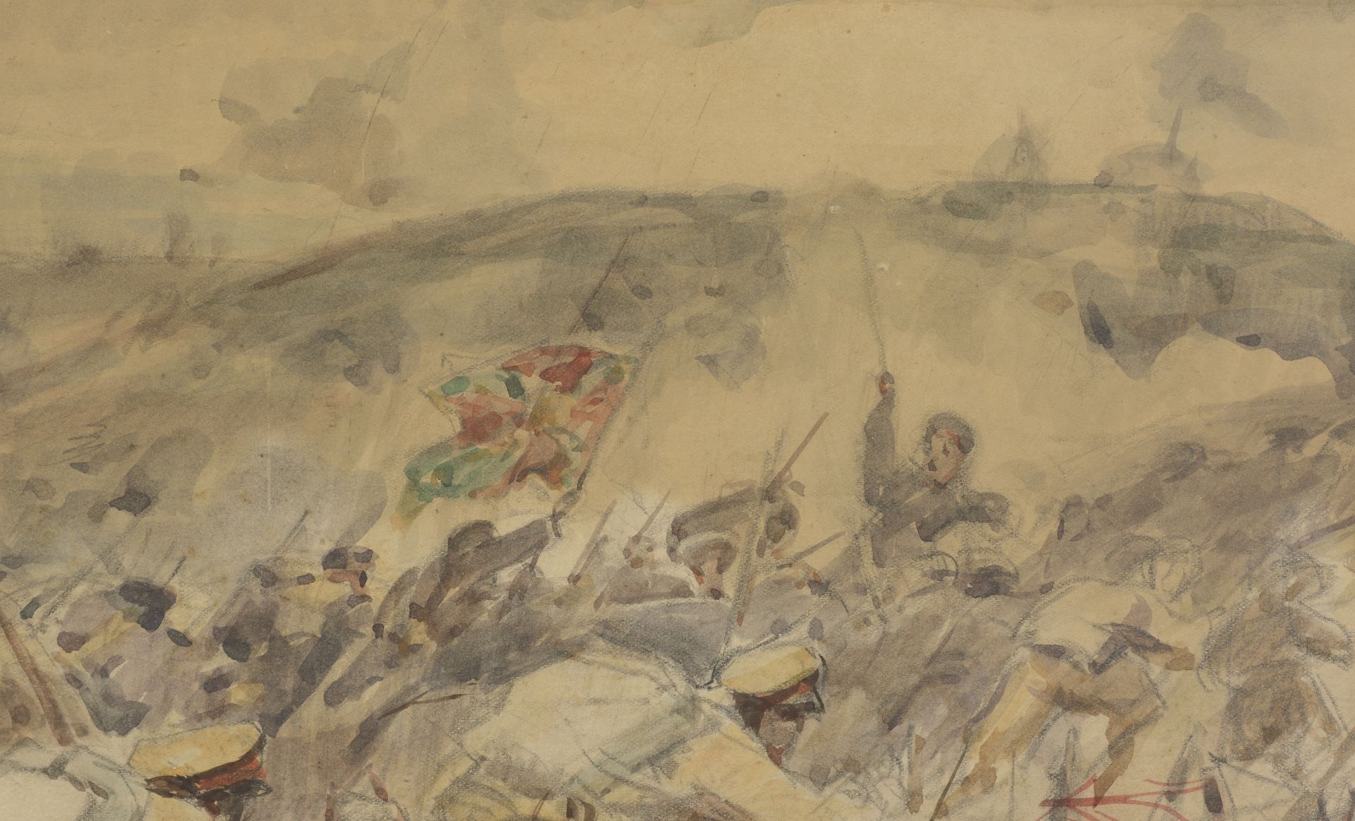 Dimitar Atanasov Gyuzhenov /1891-1979/  "Battle Scene" - Image 6 of 6