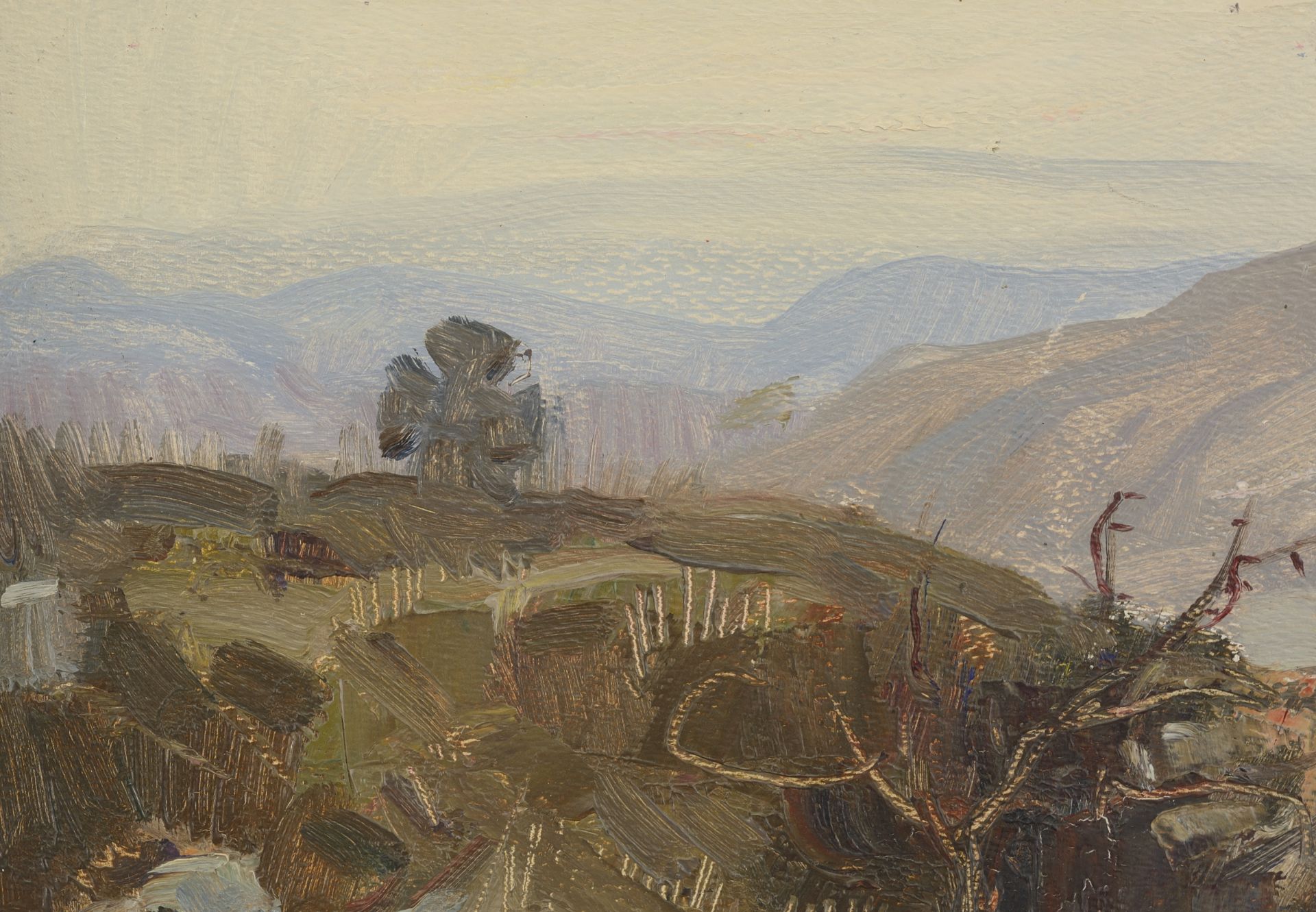 Dimitar Atanasov Gyuzhenov /1891-1979/  "Landscape with a Cross"  - Image 3 of 4