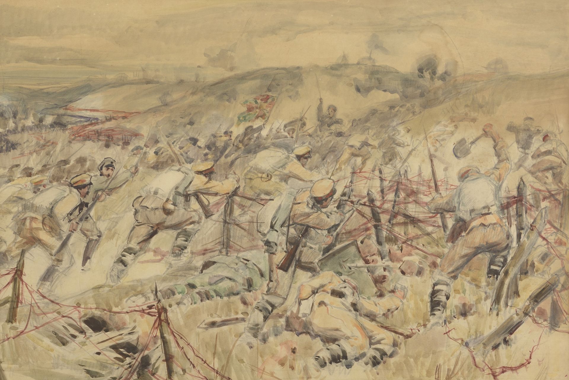 Dimitar Atanasov Gyuzhenov /1891-1979/  "Battle Scene"