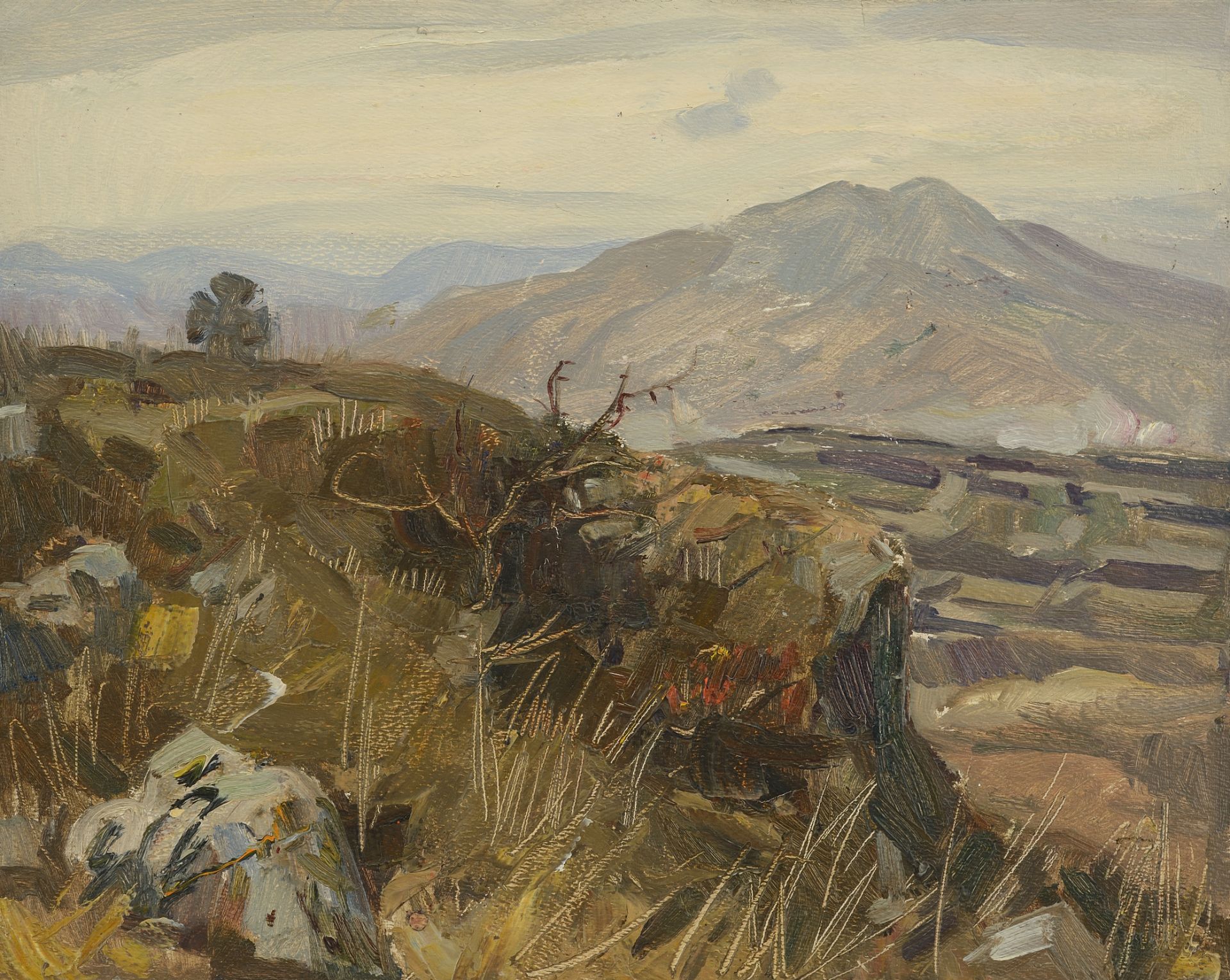 Dimitar Atanasov Gyuzhenov /1891-1979/  "Landscape with a Cross" 