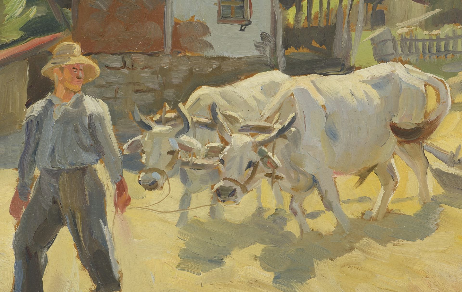 Ivan Petrov Ivanov /1909-1991/ "Thresh with the White Oxen" - Image 3 of 4
