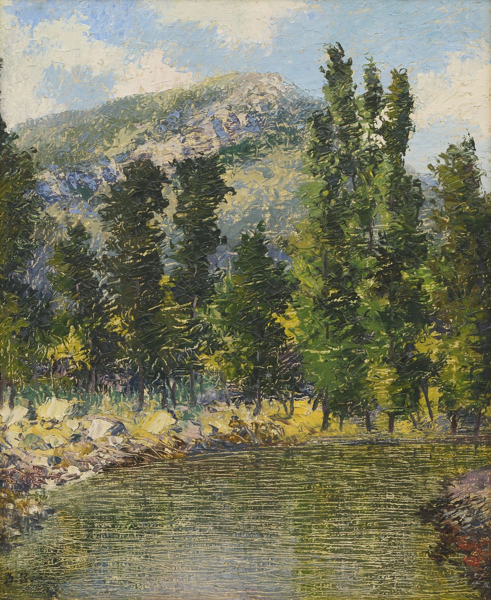 Doncho Savov Zankov /1893-1960/ "Mountain landscape with a river" d.1947