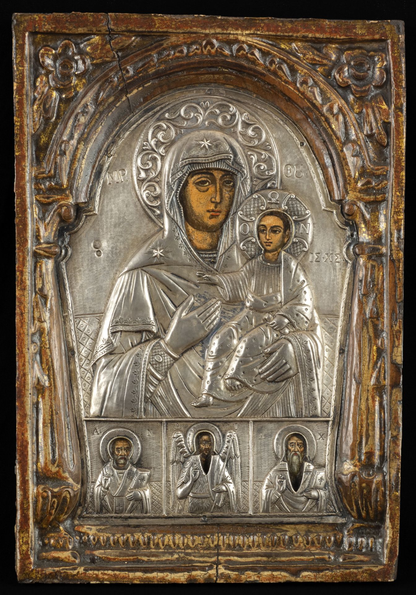 icon "The Hodegetria Mother of God, St. Nicholas, St. John the Forerunner, St. Charalampius" 