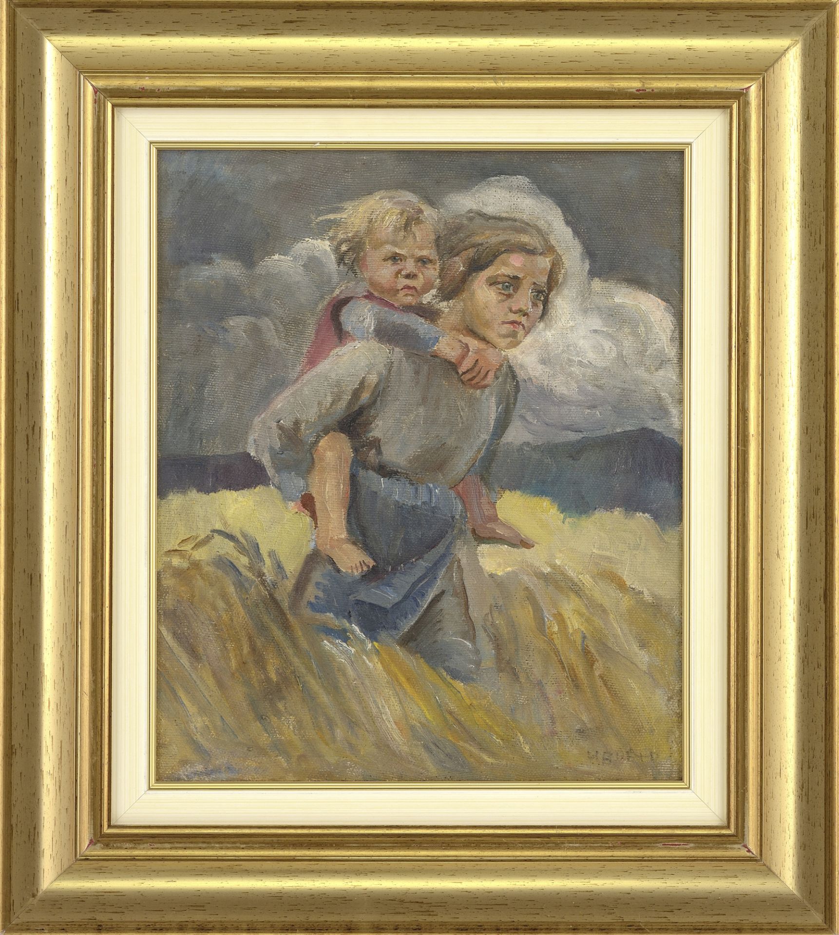 Ivan Petrov Ivanov /1909-1991/  "Before the Storm" (The Artist's Wife and Daughter) - Image 2 of 4