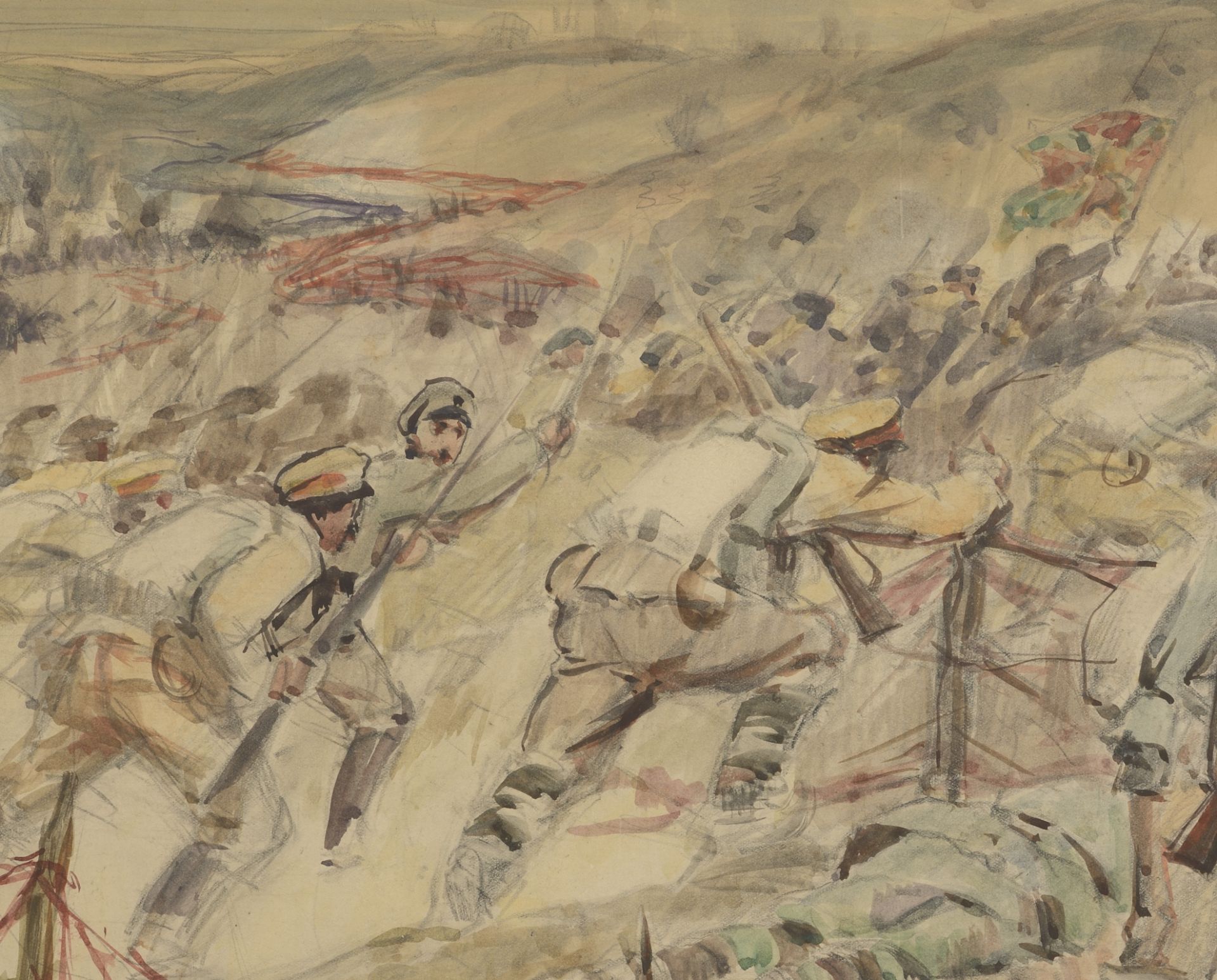 Dimitar Atanasov Gyuzhenov /1891-1979/  "Battle Scene" - Image 4 of 6