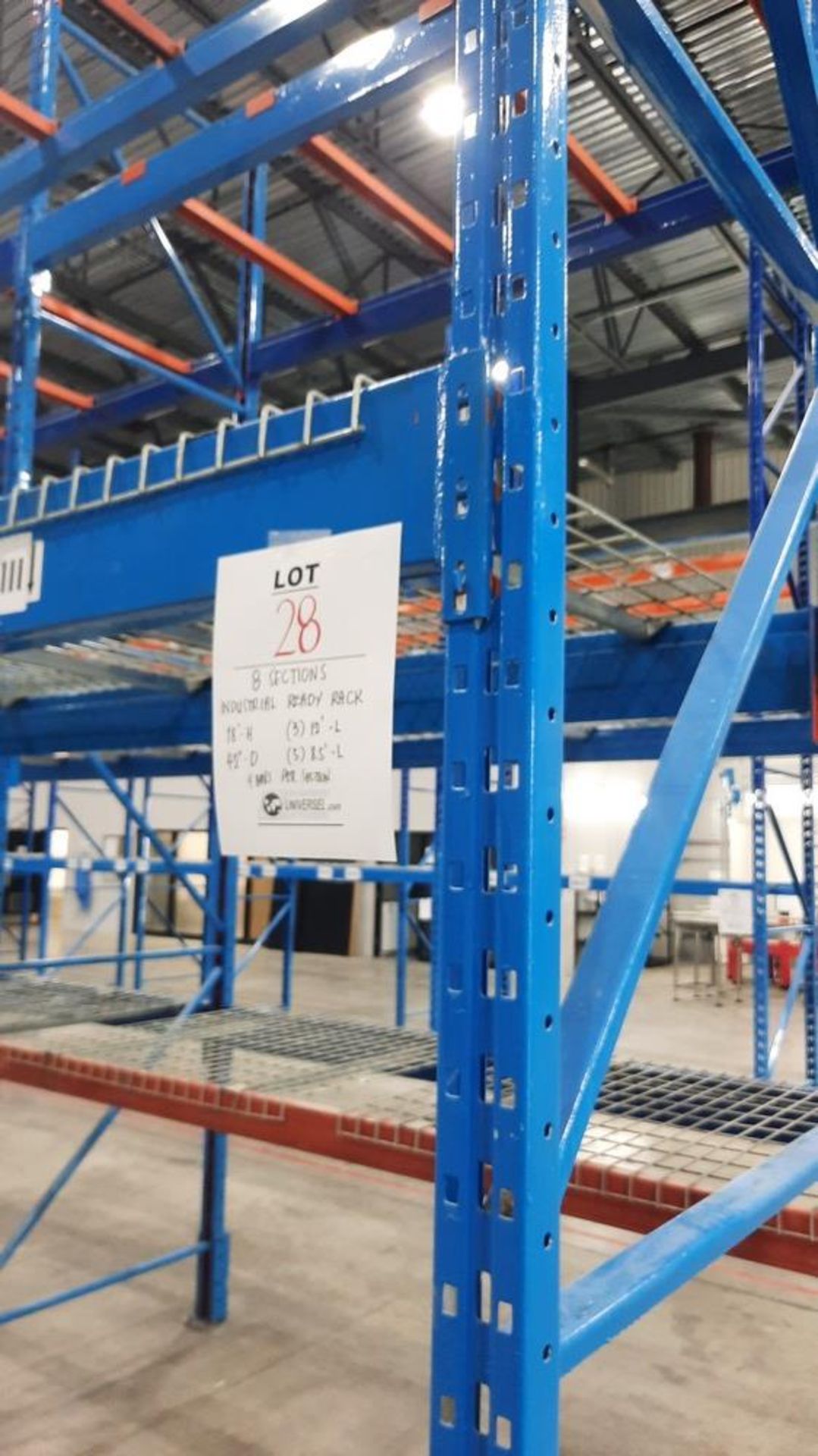 Industrial Ready Rack Sections: 18'H, 42''D, (4) Bars per Section, (3) 12'L, (5) 8.5'L