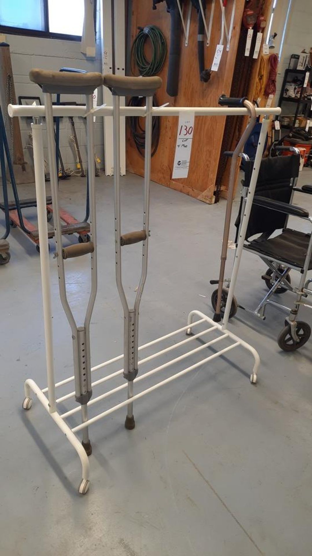 LOT: Crutches, Cane & Rack