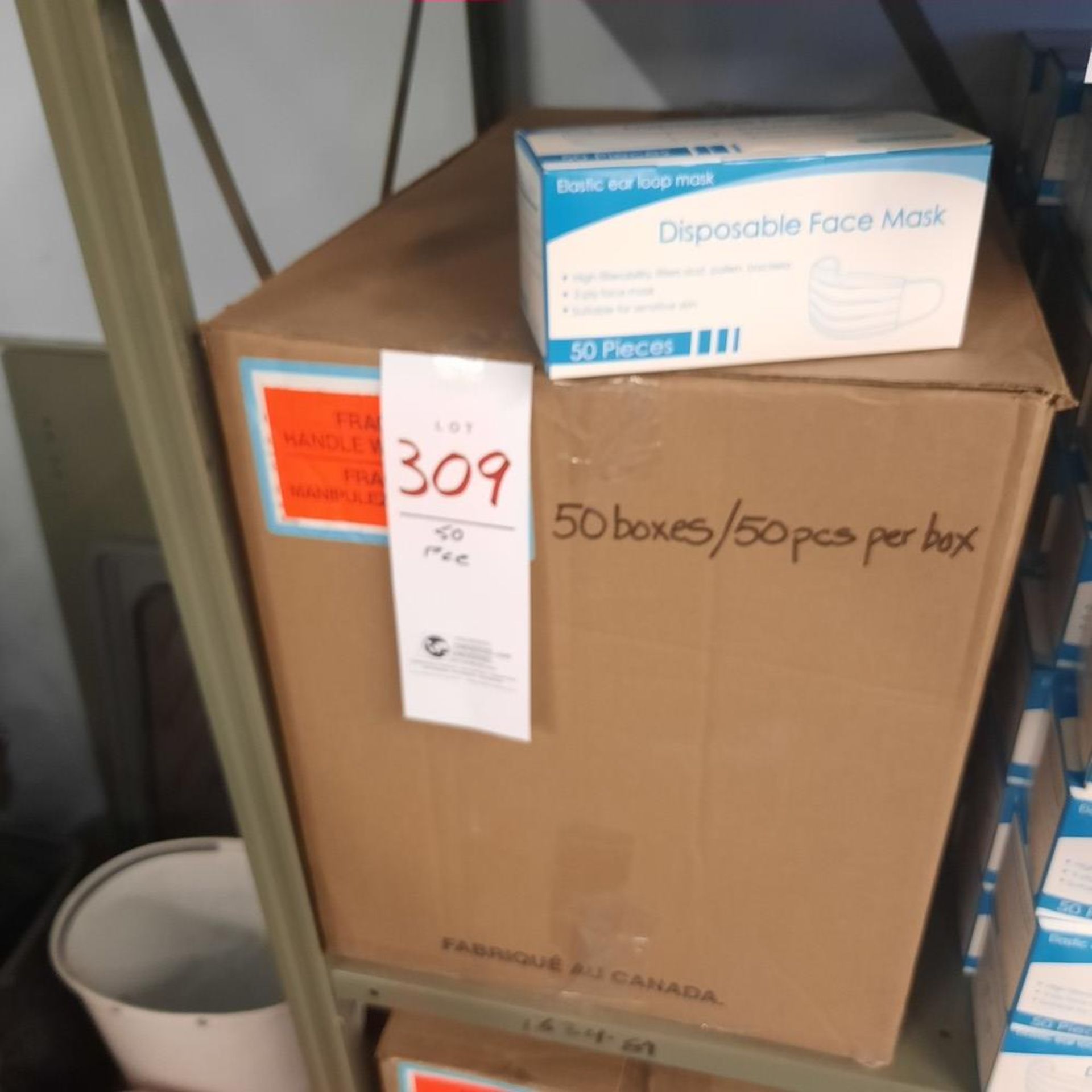 LOT: (50) Boxes of Disposable Face Masks (50 per Box)