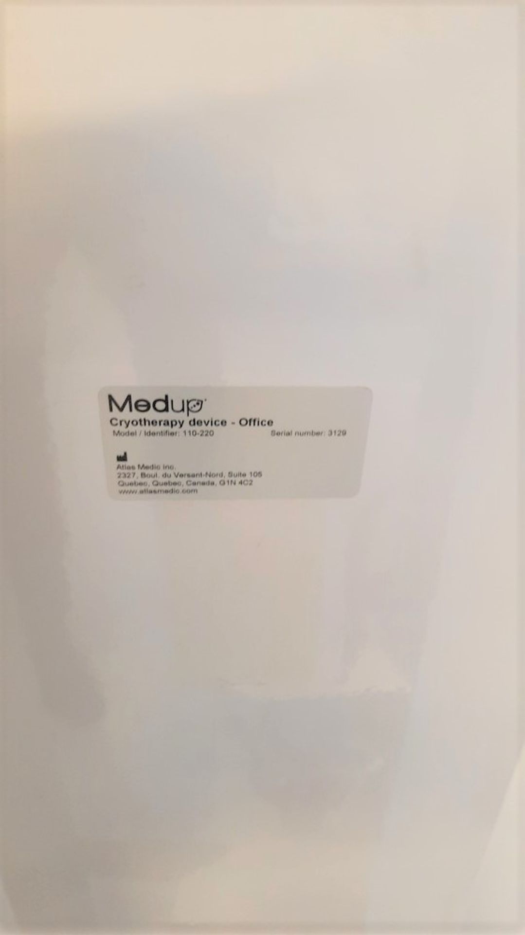 CRYOFOS MEDUP Cryotherapy Device, mod: -220, s/n 3129 - Image 4 of 8