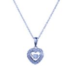 18CT WHITE GOLD DIAMOND HEART SHAPE PENDANT