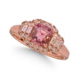 18CT ROSE GOLD PINK TOURMALINE AND DIAMONDS CLUSTER RING