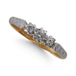 TWO TONE, THREE STONE DIAMOND RING