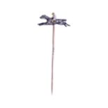 ENAMEL AND DIAMOND JOCKEY STICK PIN