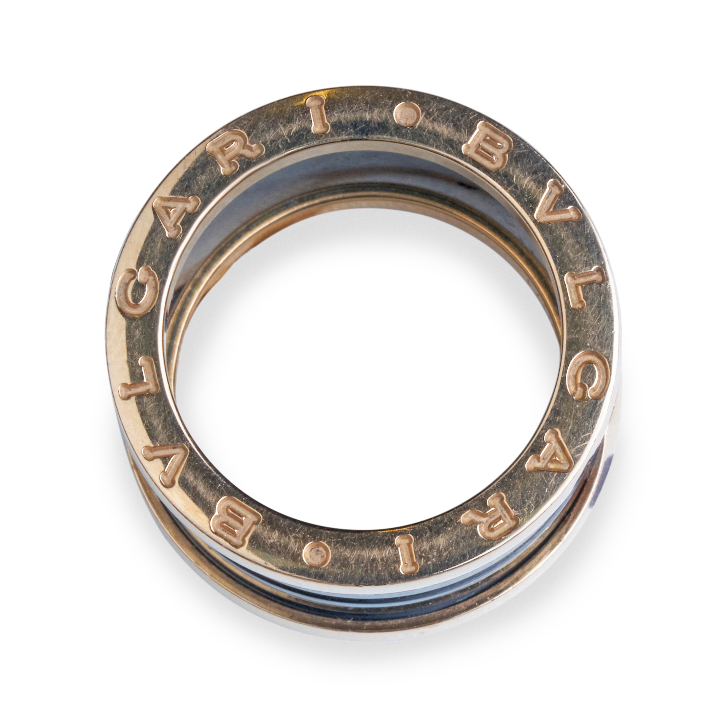 BVLGARI, 18CT ROSE GOLD AND BLACK CERAMIC RING. - Image 2 of 2