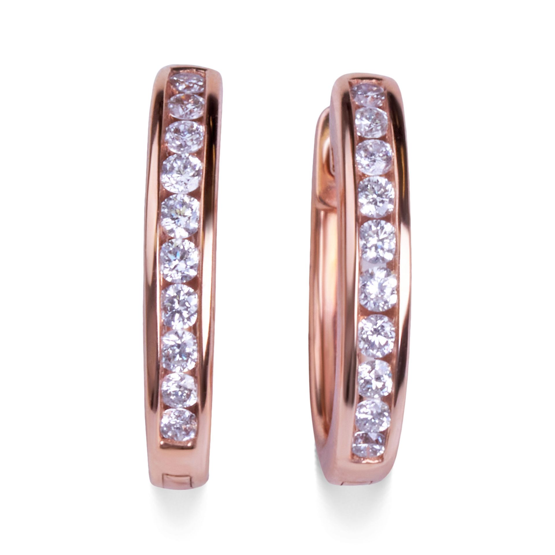 18CT ROSE GOLD AND DIAMOND HOOP EARRINGS