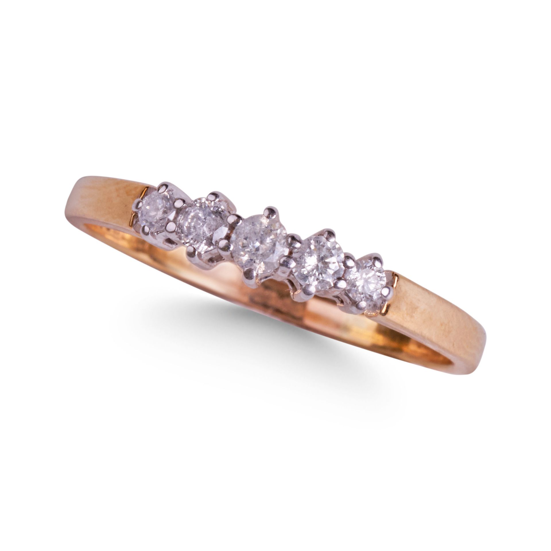 9CT YELLOW GOLD FIVE STONE DIAMOND RING