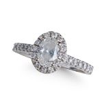 18CT WHITE GOLD OVAL CUT DIAMOND CLUSTER RING