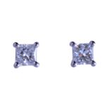 PRINCESS CUT DIAMOND STUD EARRINGS