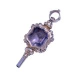 ANTIQUE BLOOD STONE AND AMETHYST FOB KEY