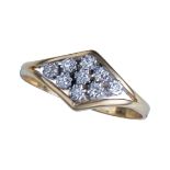 TWO TONE DIAMOND SET CLUSTER RING