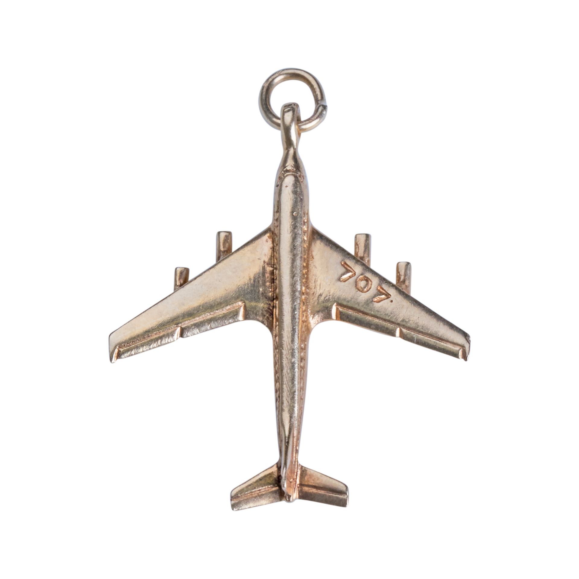 9CT YELLOW GOLD AEROPLANE BOEING 707 CHARM PENDANT