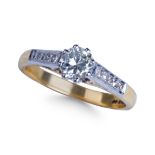 18CT YELLOW AND WHITE GOLD ROUND BRILLIANT CUT DIAMOND SOLITAIRE RING
