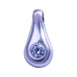 9CT WHITE GOLD RUBOVER TEAR DROP PENDENT