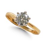 18CT YELLOW GOLD, MOISSANITE SINGLE STONE RING.