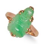 CARVED BUDDHA JADE RING.