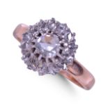 ROSE CUT DIAMOND CLUSTER RING.