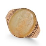 ANTIQUE WHITE CHALCEDONY SIGNET RING