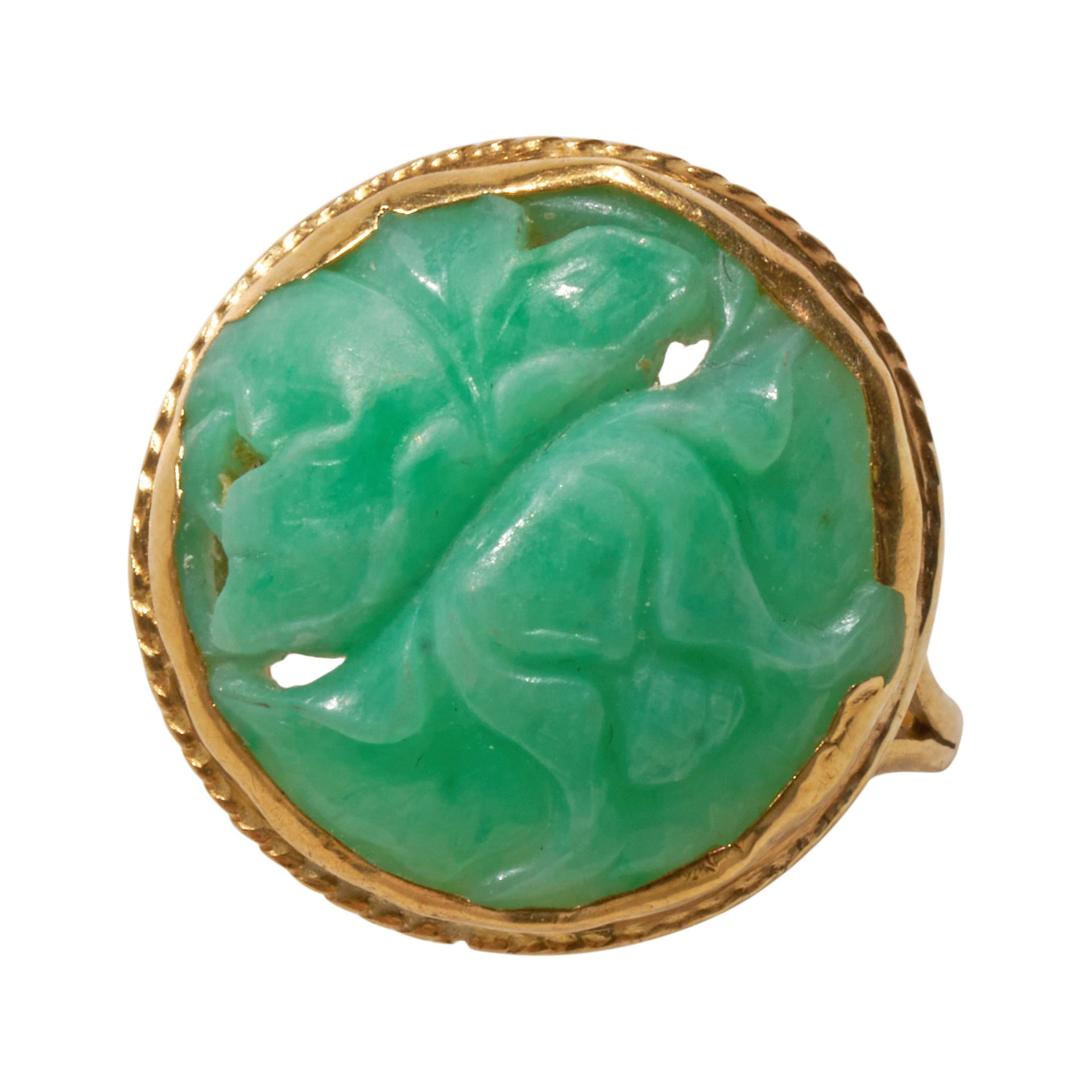 18CT YELLOW GOLD, JADE RING