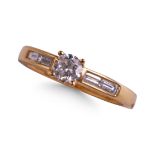 18CT YELLOW GOLD SOLITAIRE DIAMOND RING.