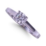 18CT WHITE GOLD, SOLITAIRE DIAMOND RING.