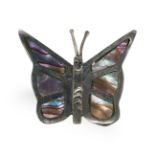 A SILVER BUTTERFLY BROOCH.