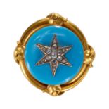 AN ANTIQUE ENAMEL AND DIAMOND STAR BROOCH.