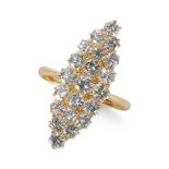 A MARQUISE DIAMOND CLUSTER RING.