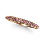 A RUBY AND ROSE CUT DIAMOND BANGLE, IN 9CT YELLOW GOLD.